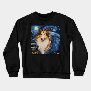 Rough Collie painted by Van Gogh Crewneck Sweatshirt